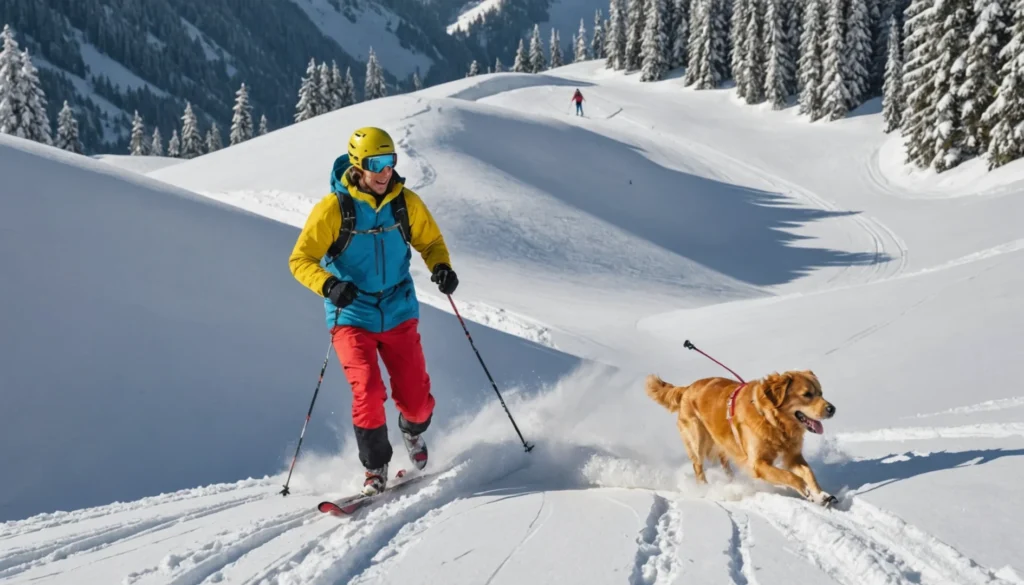chien au ski